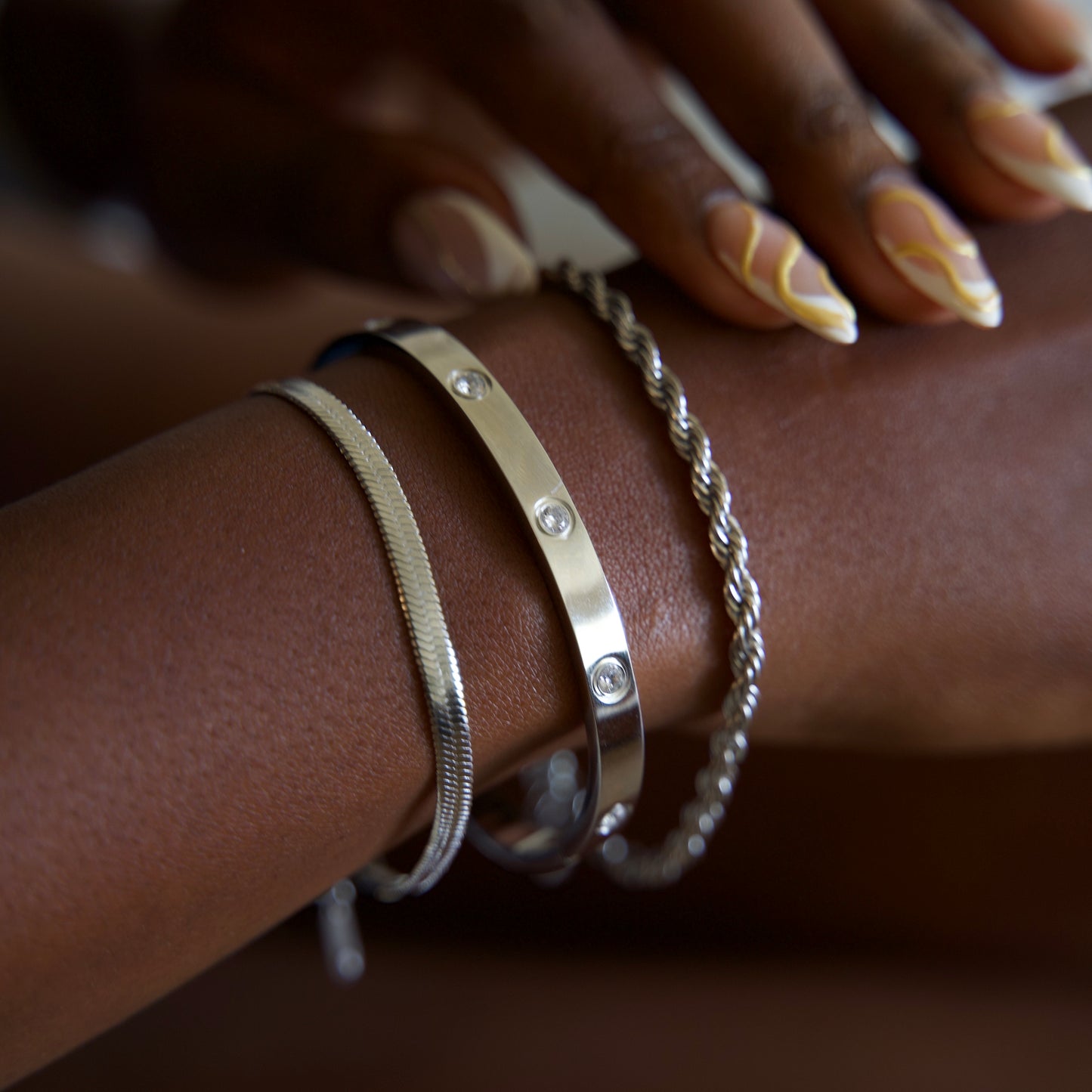 Nyororo Herringbone Bracelet 4MM w/extender - Asanti by Koi