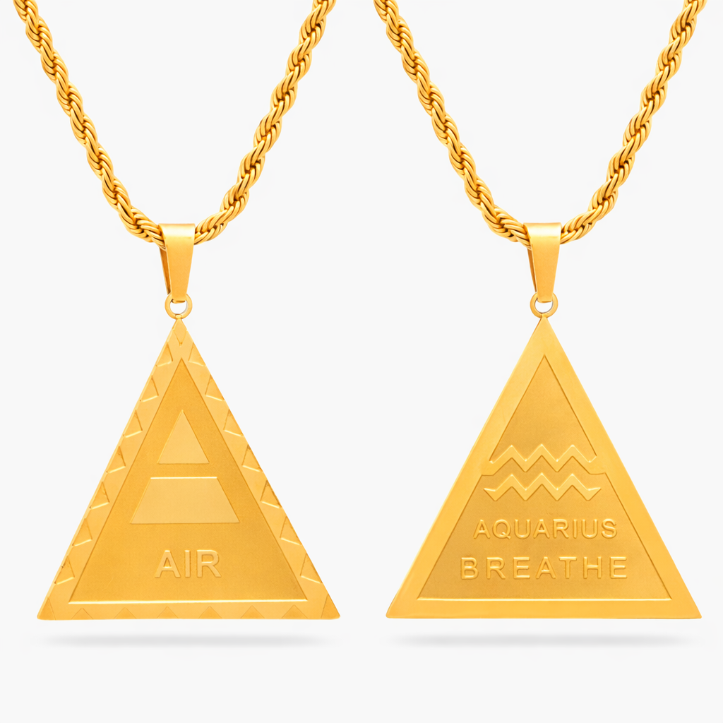 Aquarius Air Zodiac Necklace | Double Sided Zodiac Talisman
