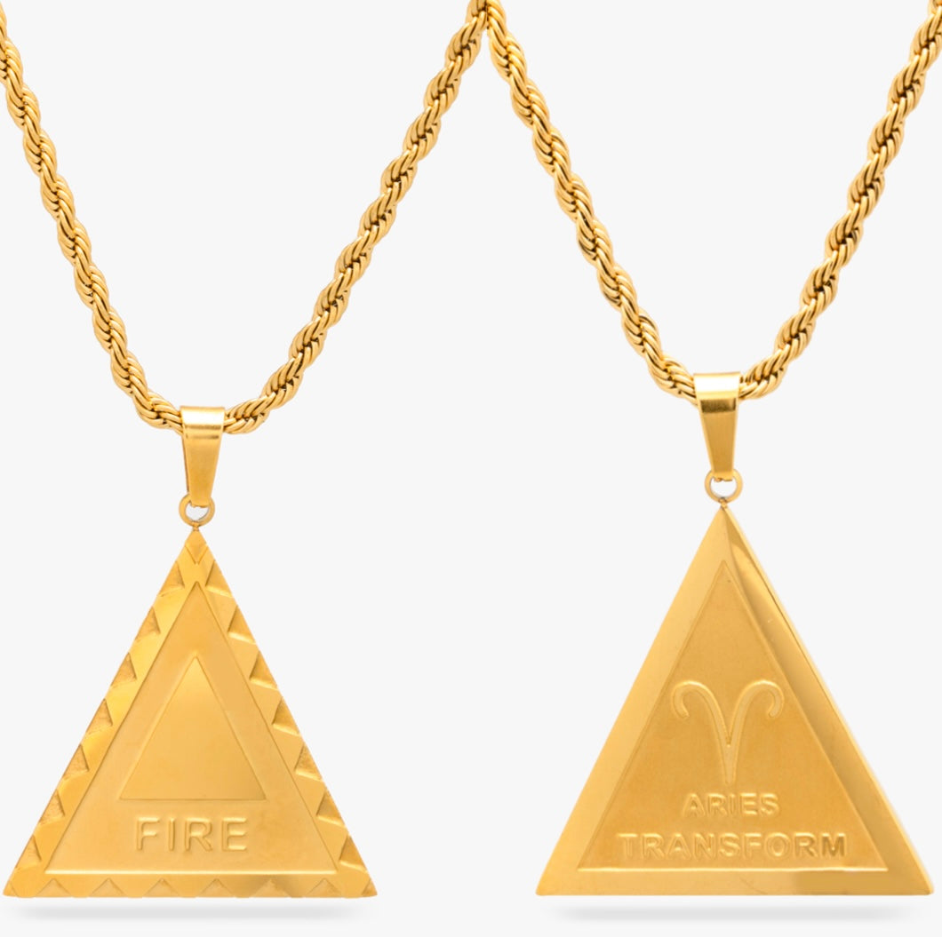 Double-Sided Elemental Mantra and Zodiac Necklace - Asanti by Koi