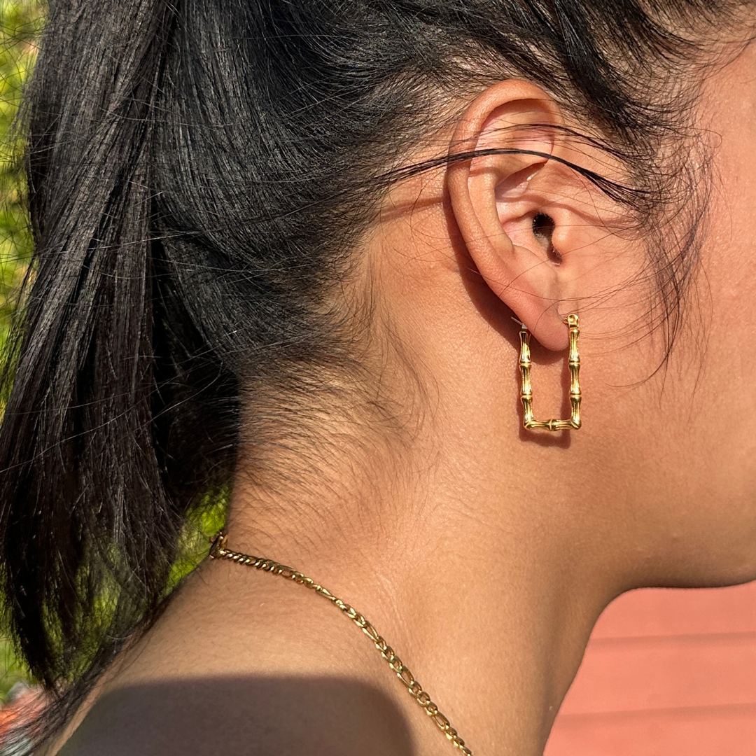 Dainty Thin Bamboo Earrings Asanti by Koi