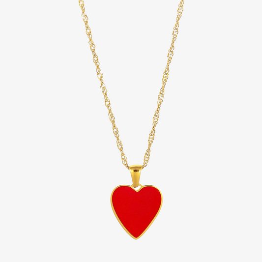 Sacred Heart Necklace - Deep Red