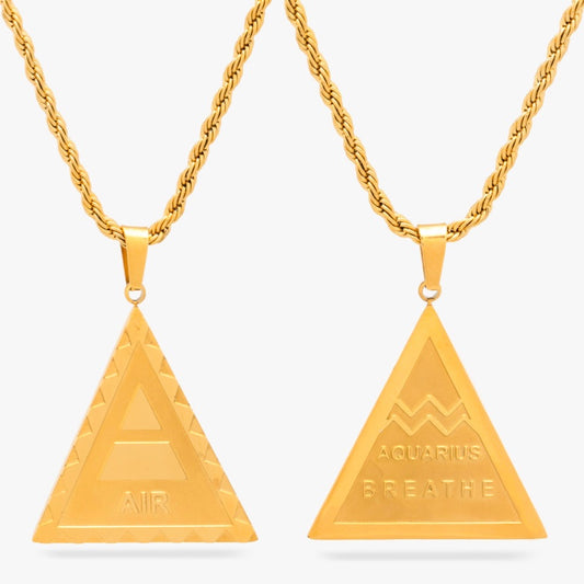 Aquarius Air Sign Double-Sided Necklace