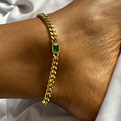 Green Goddess Emerald Anklet - Asanti by Koi